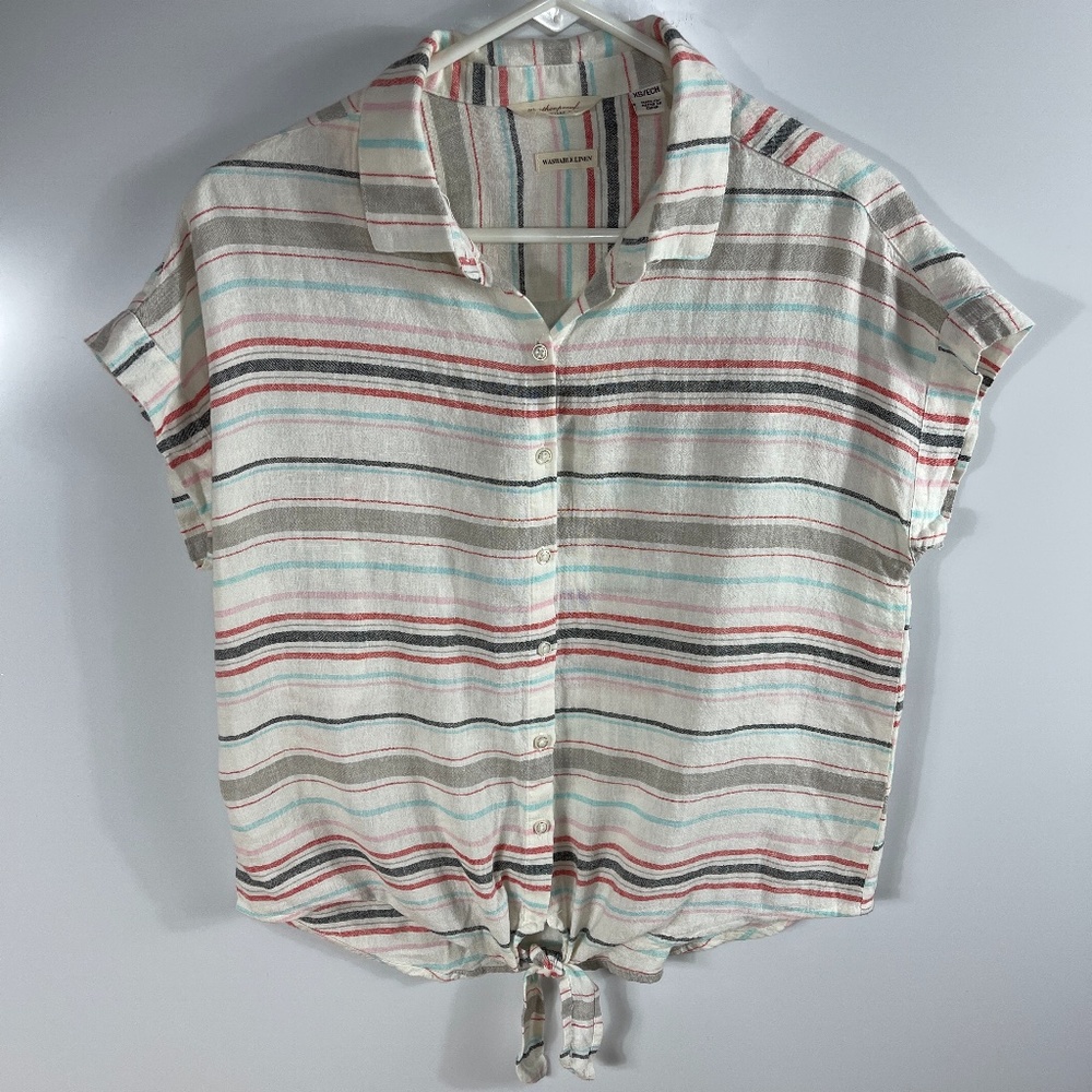 NWT Weatherproof Vintage Ladies' Tie Front Top XS